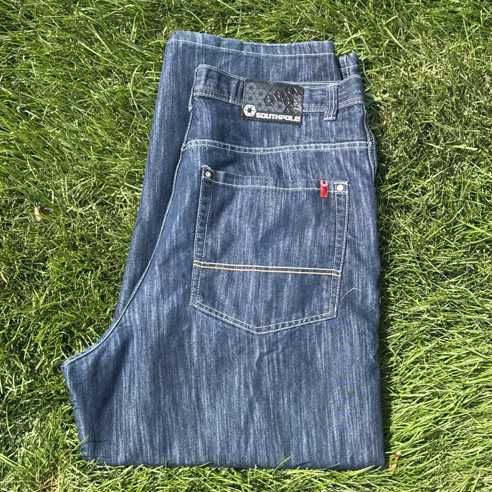 Southpole Y2K Super Baggy Dark Wash Red Tab Jeans 3187 Men Size 44x31 Grunge